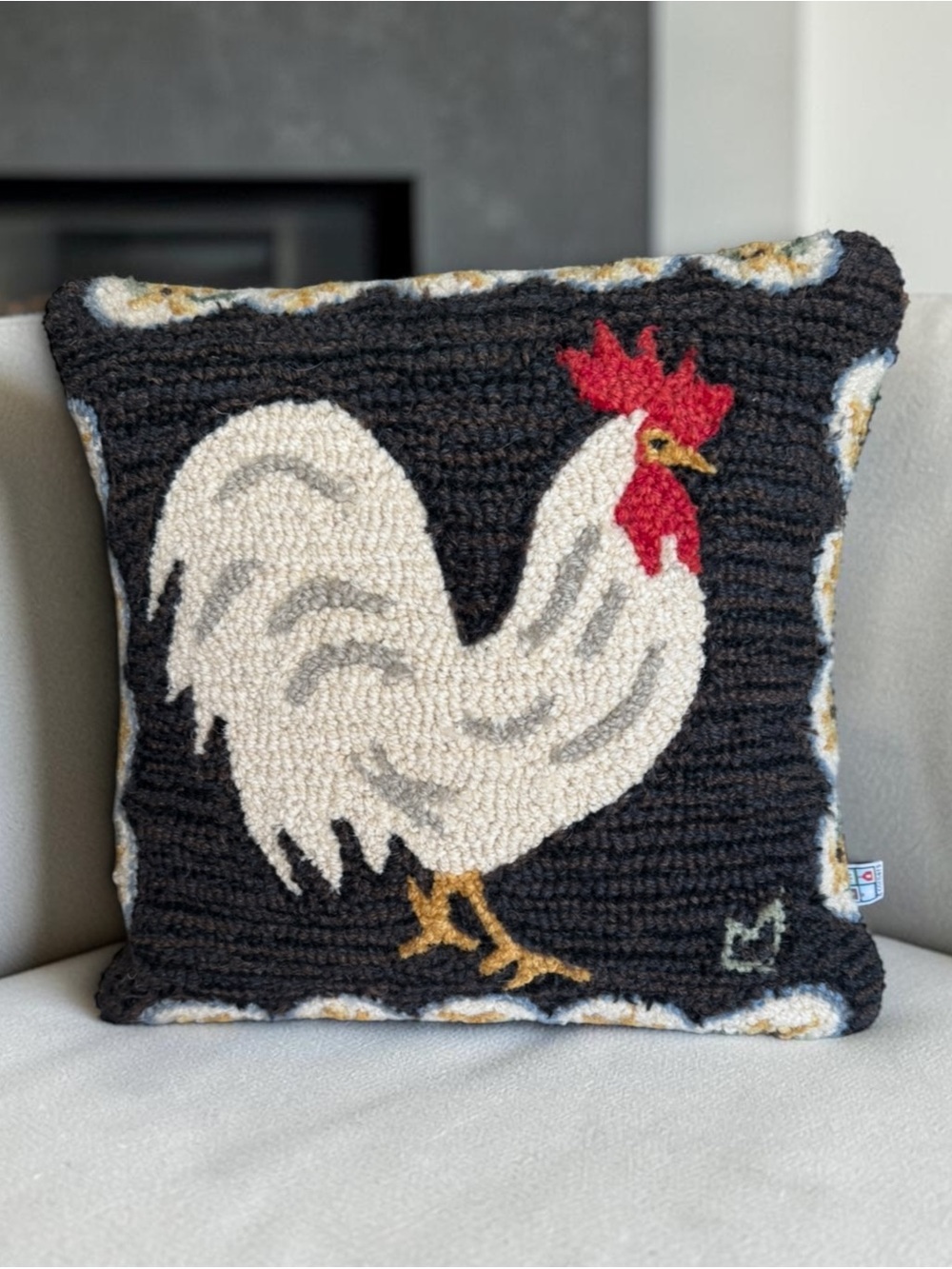 CHANDLER 4 CORNERS French Country Wool Rooster Pillow 18x18